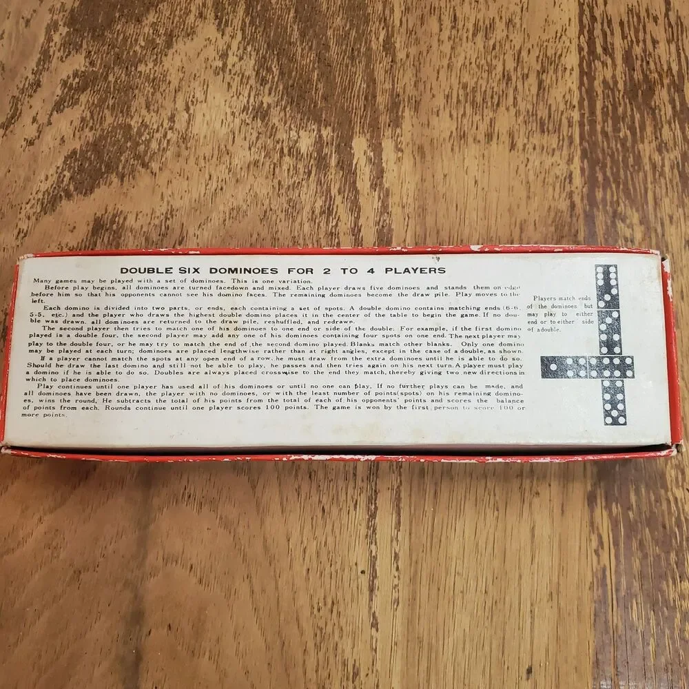 Vintage 1976 Hoyle Wood Double Six Dominoes Strategy Game Model 8142 Box